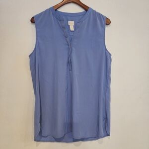 Women's Chicos Blue Sleeveless V Neck Blouse Size 2